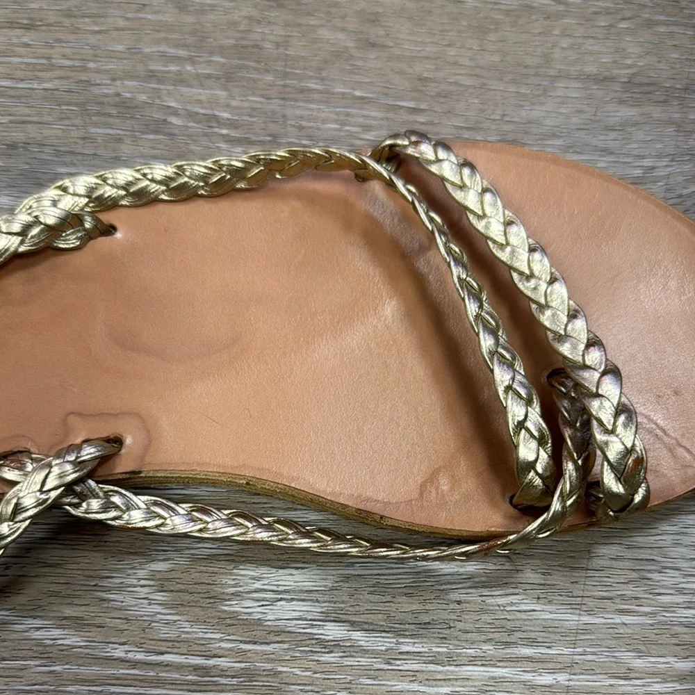 Ancient Greek Sandals Braided Sandals Tan and Gold Size 39 - Picture 2 of 4